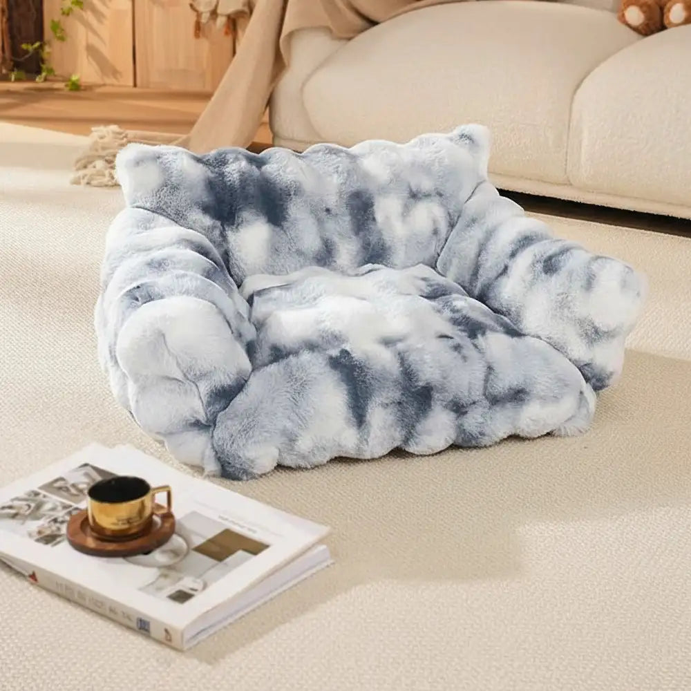 Tie-Dye Color Fluffy Plush Lazy Comfortable Dog & Cat Sofa Bed