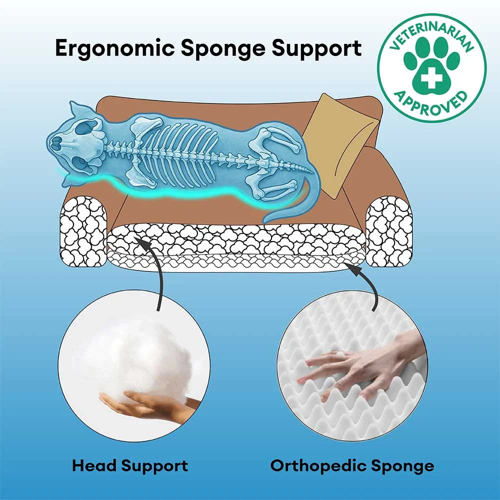 Deluxe Silk Velvet Removable Bolster Orthopedic Dog Bed With Pillow - RegalRest