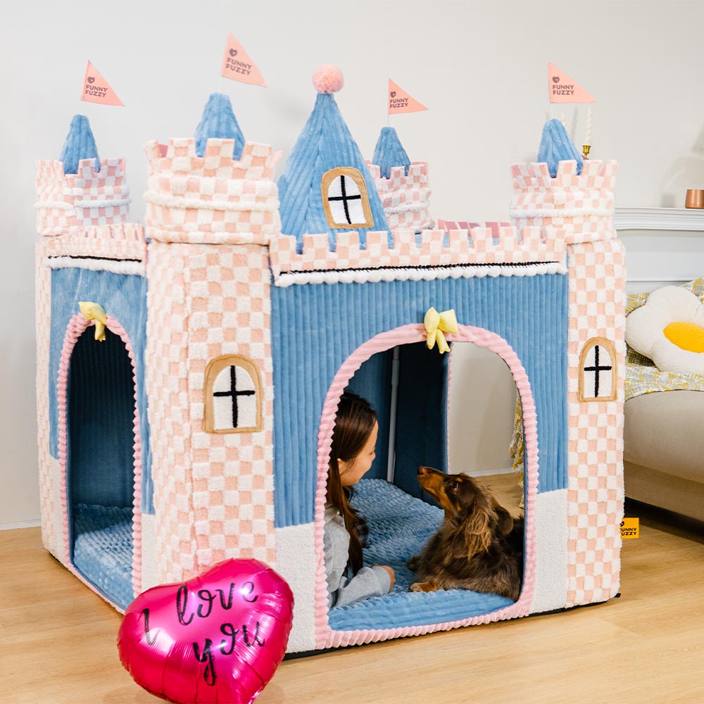 Cozy Orthopedic Kids Indoor Play Castle Bed Dog Tent Bed - Fairytale Dreamland