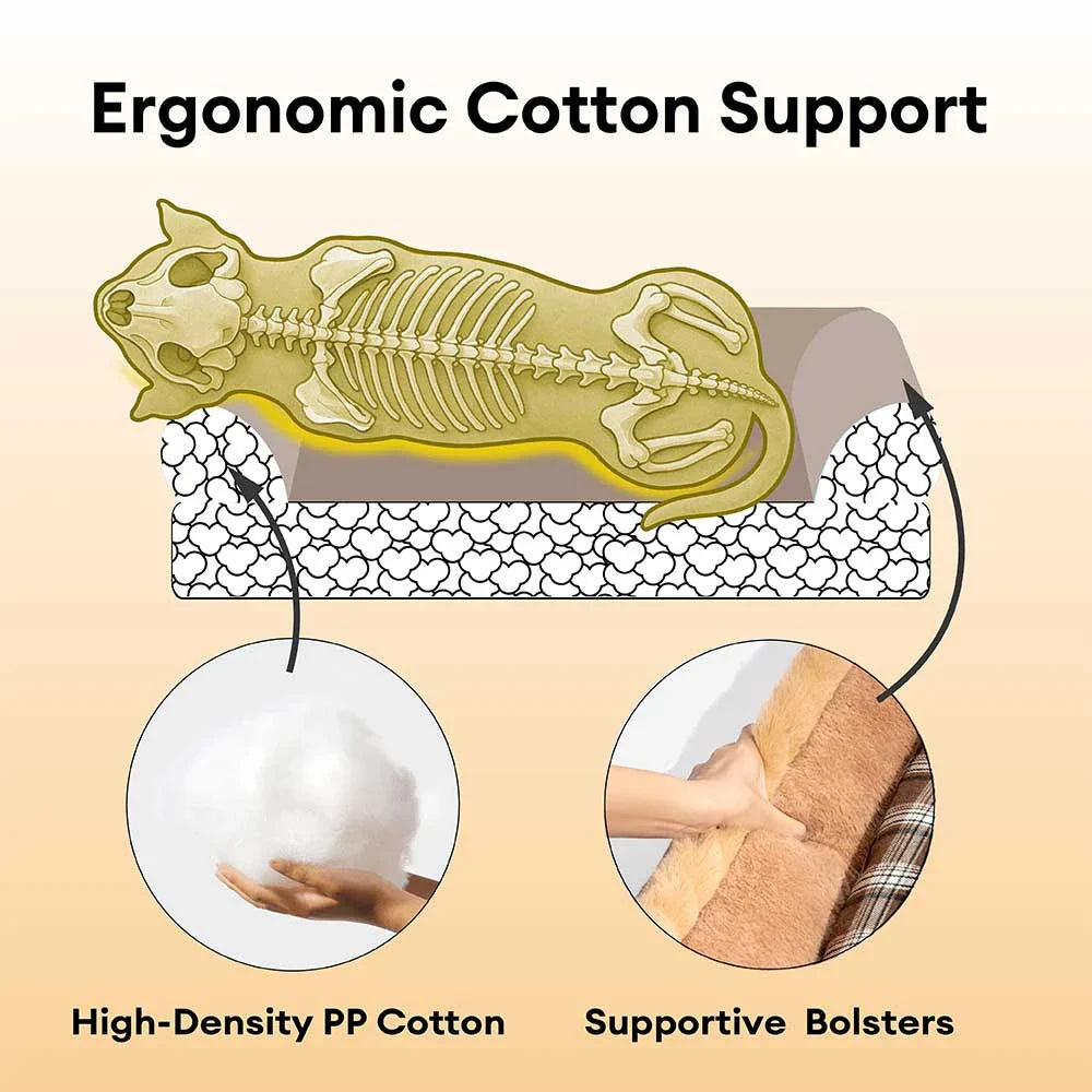 Vintage Checkered Washable Plush Cozy Bolster Dog Bed – TuckNap