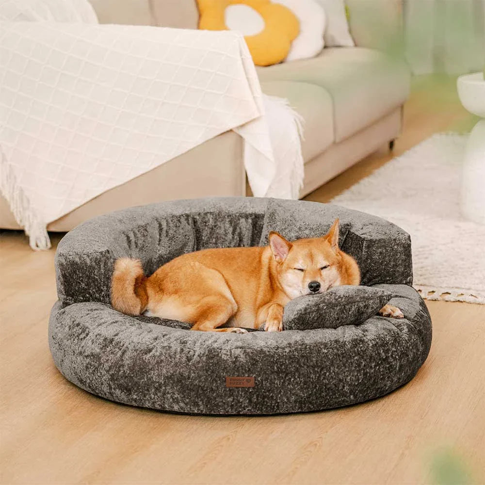 Luxe Diamond Velvet Removable Orthopedic Donut Dog Bed With Pillow - DreamNest