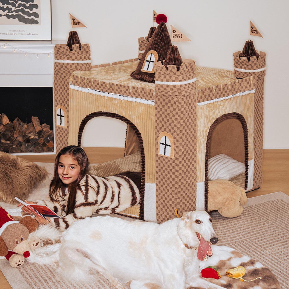 Cozy Orthopedic Kids Indoor Play Castle Bed Dog Tent Bed - Fairytale Dreamland