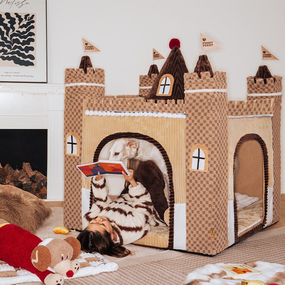 Cozy Orthopedic Kids Indoor Play Castle Bed Dog Tent Bed - Fairytale Dreamland