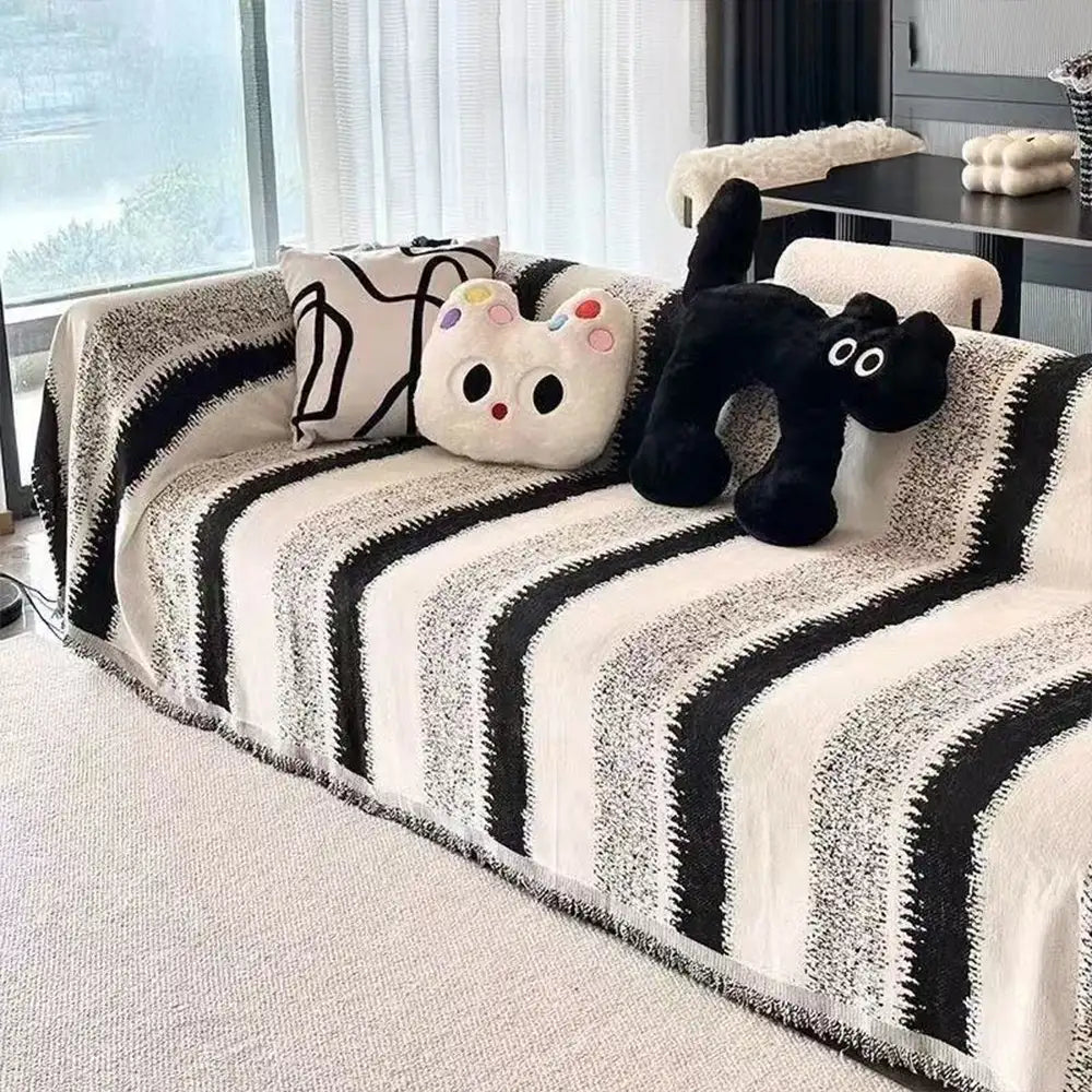 Fashion Striped Chenille Scratch-Resistant Sofa Protection Couch Cover