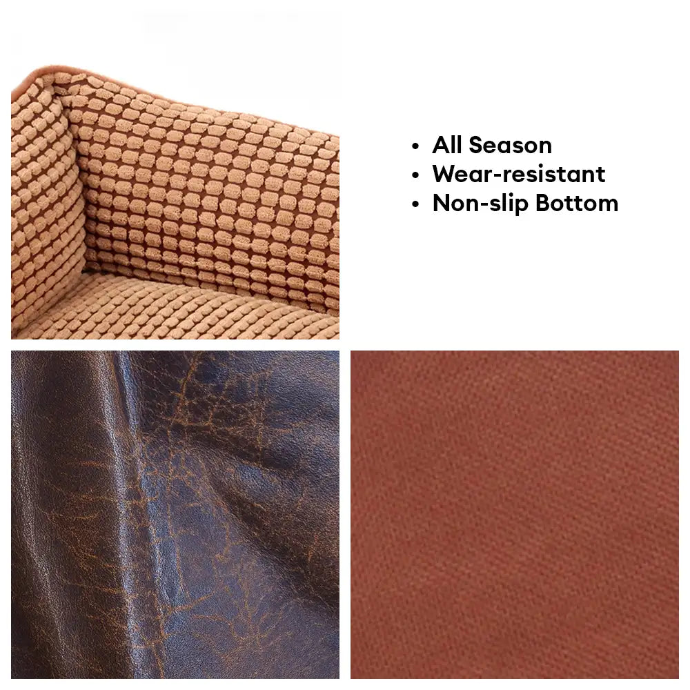 Luxury Faux Leather Soft Fleece Washable Dog Sofa Bed