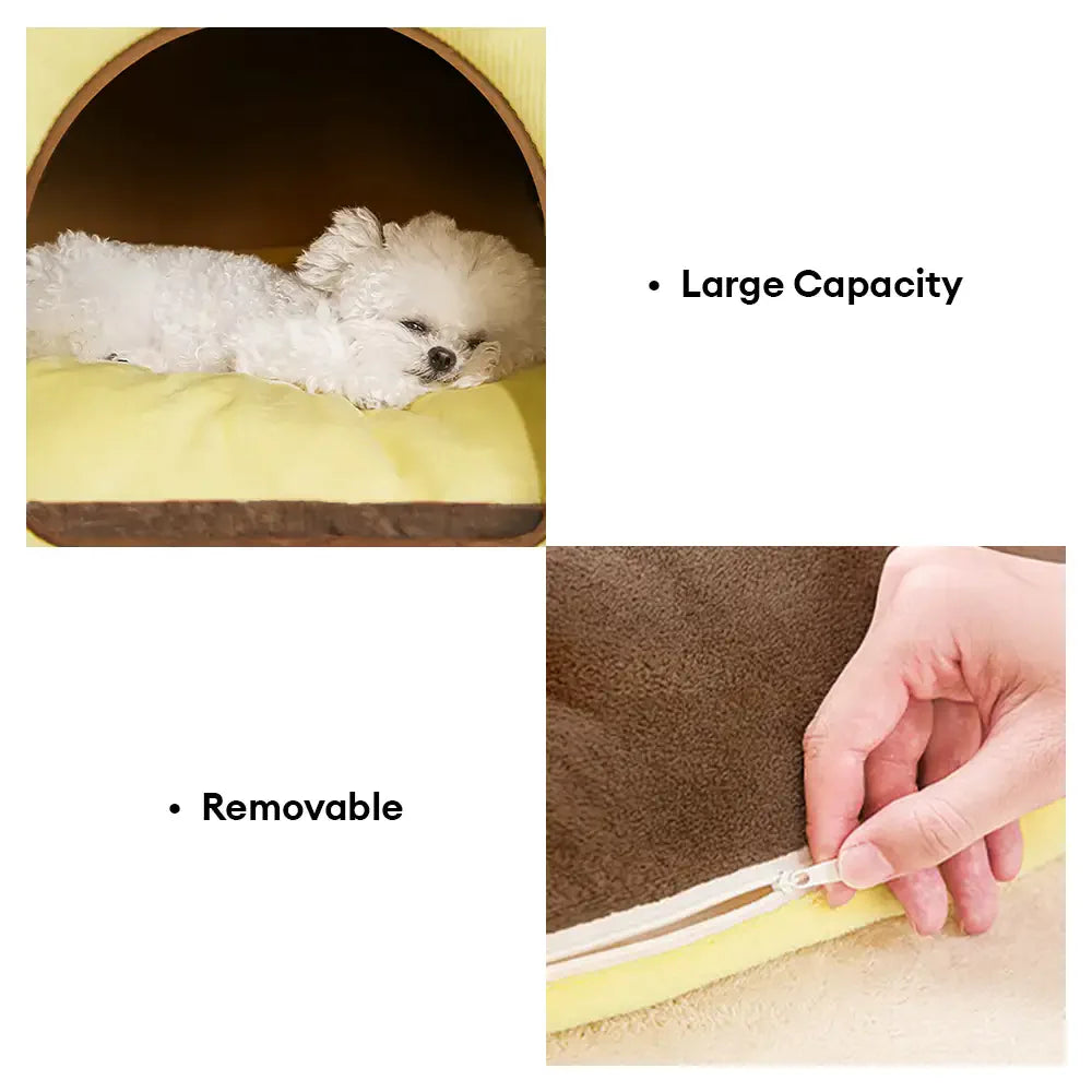 Plaid Retro Cozy Cave-Style Warm Deep Sleeping Dog & Cat Bed - Retro House