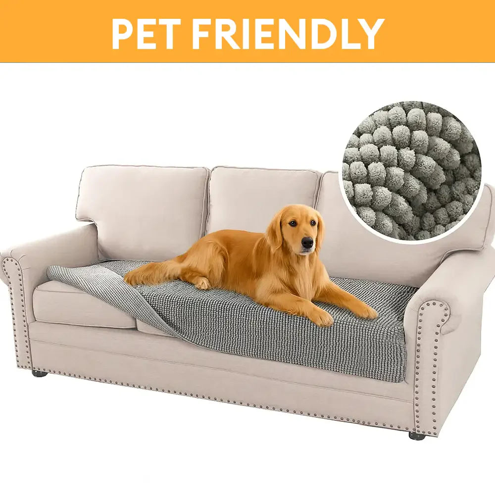 Plush Chenille Thick Sofa Protection Dirt-Resistant Non-Slip Washable Couch Cover