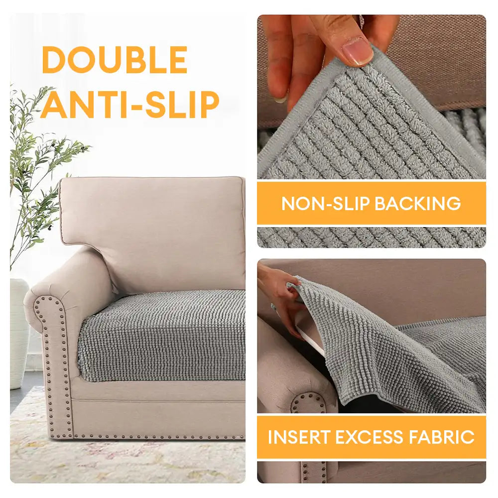 Plush Chenille Thick Sofa Protection Dirt-Resistant Non-Slip Washable Couch Cover