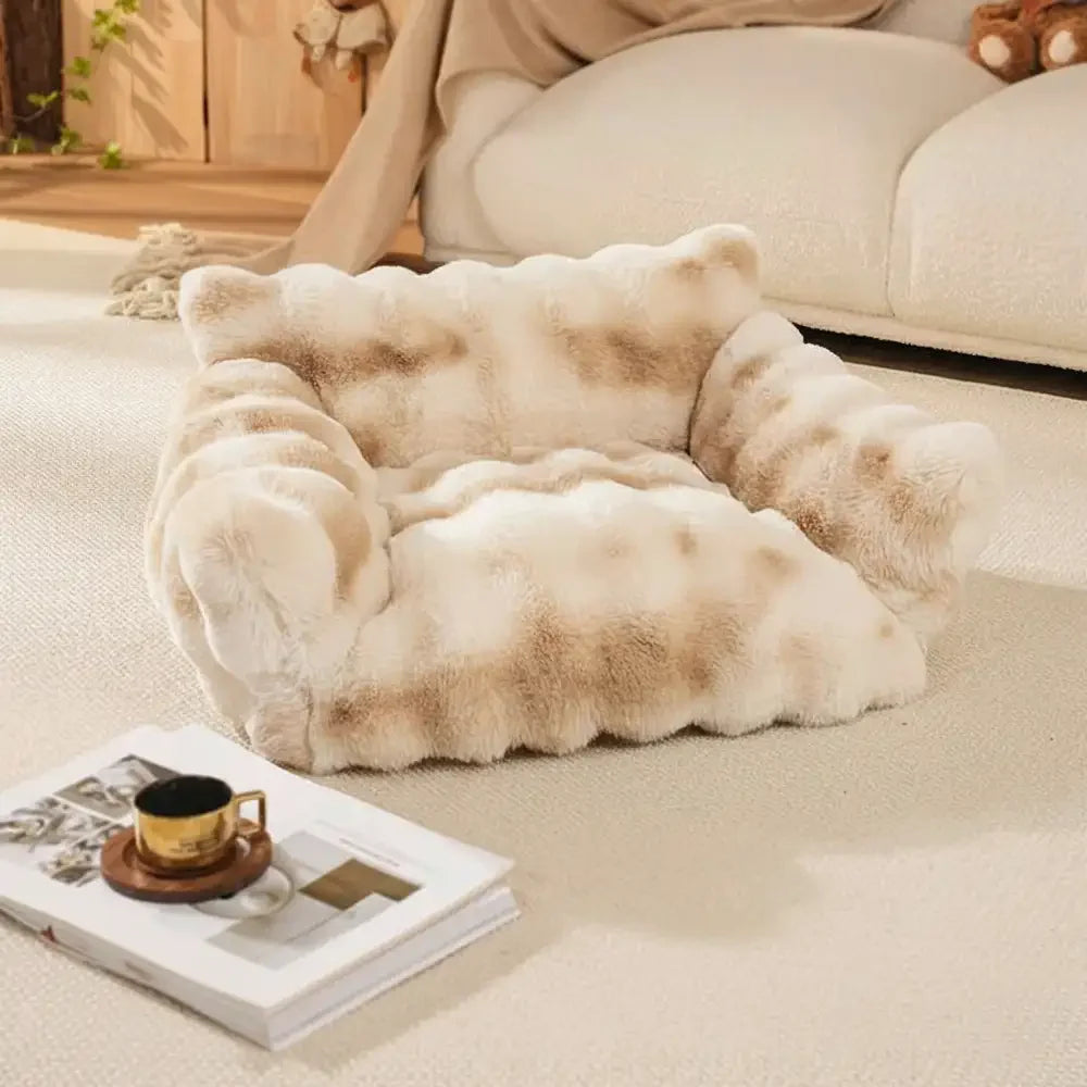 Tie-Dye Color Fluffy Plush Lazy Comfortable Dog & Cat Sofa Bed