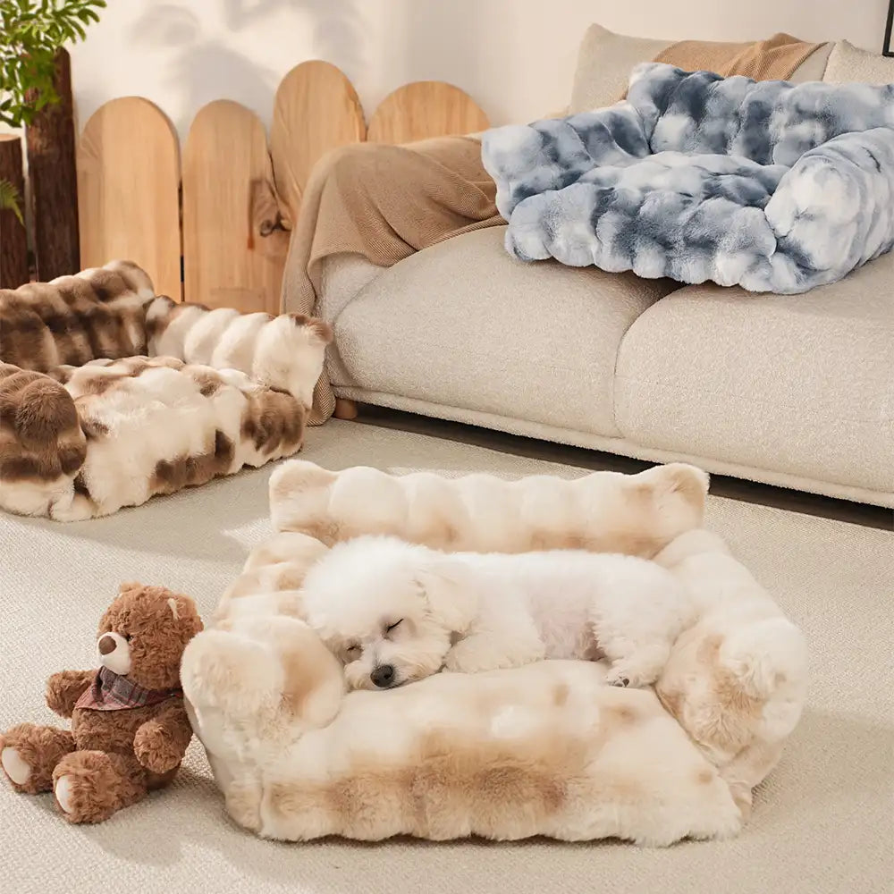 Tie-Dye Color Fluffy Plush Lazy Comfortable Dog & Cat Sofa Bed