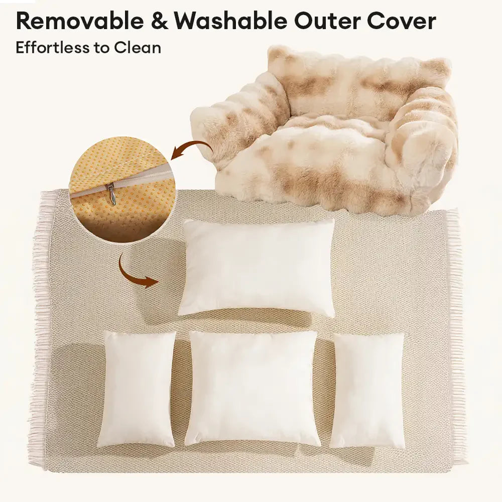 Tie-Dye Color Fluffy Plush Lazy Comfortable Dog & Cat Sofa Bed