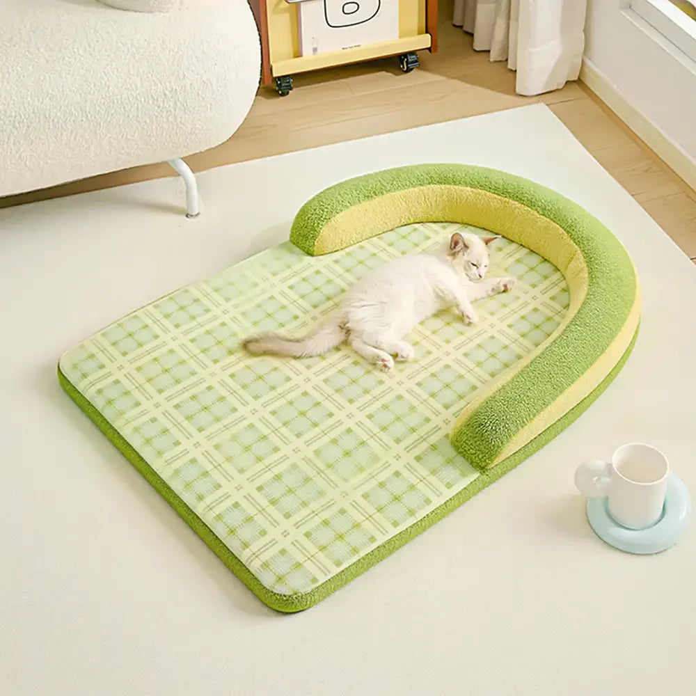 Vintage Plaid Spine Protection Large Dog Bed Pillow Dog Bed