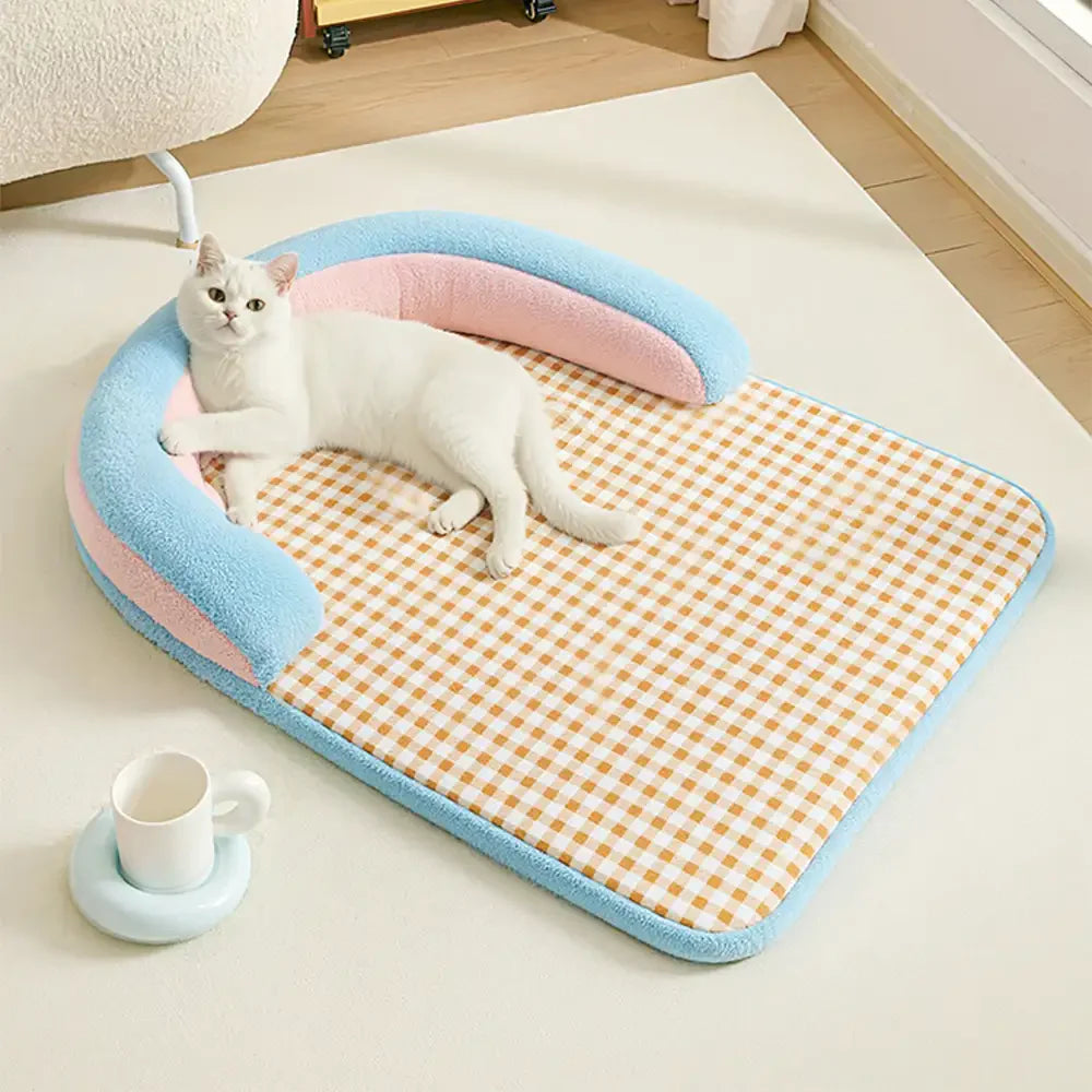 Vintage Plaid Spine Protection Large Dog Bed Pillow Dog Bed