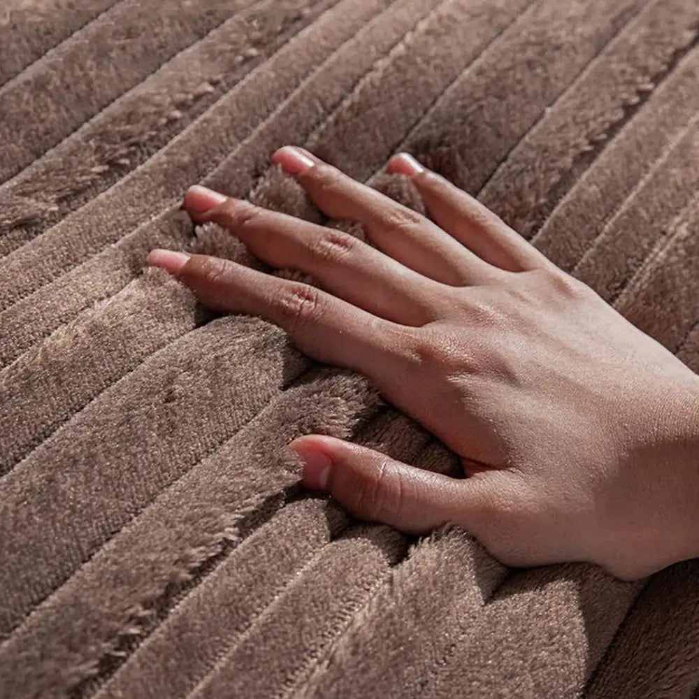 Modern Asymmetrical Stripes Soft Plush Non-Slip Couch Cover