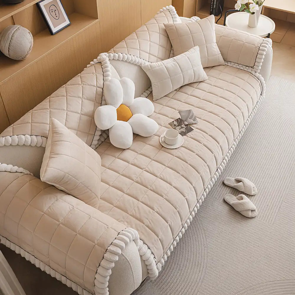 Square Short Plush Simple Sofa Protection Non-Slip Couch Cover