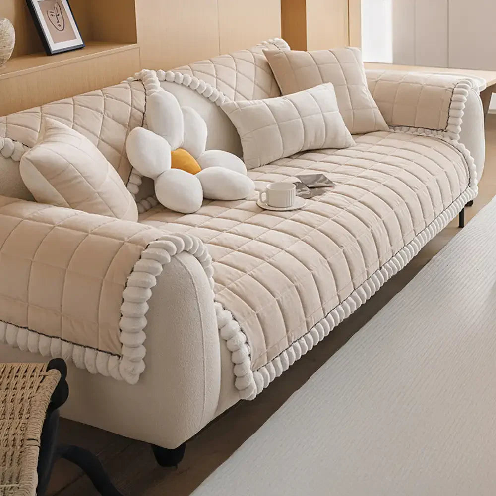 Square Short Plush Simple Sofa Protection Non-Slip Couch Cover