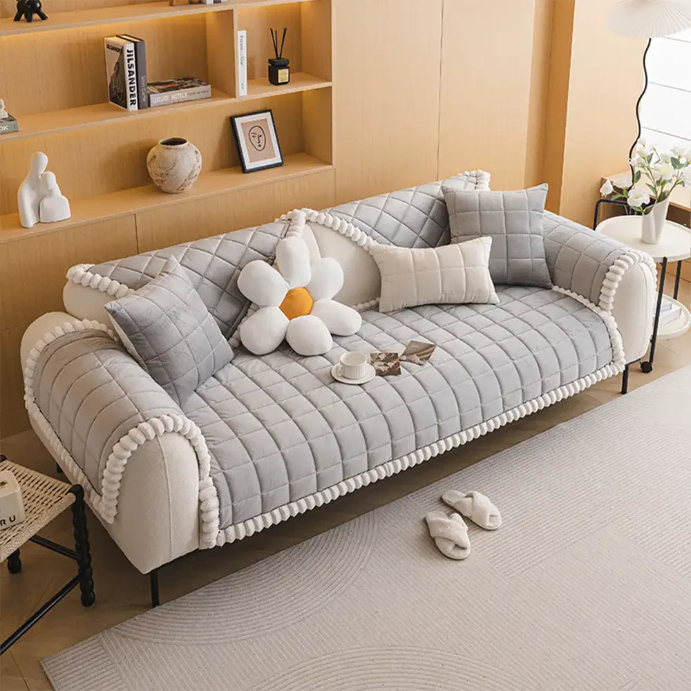 Square Short Plush Simple Sofa Protection Non-Slip Couch Cover