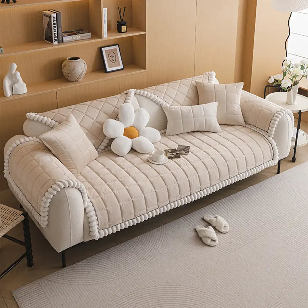 Square Short Plush Simple Sofa Protection Non-Slip Couch Cover