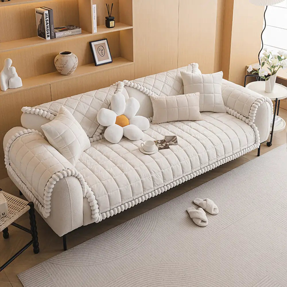 Square Short Plush Simple Sofa Protection Non-Slip Couch Cover