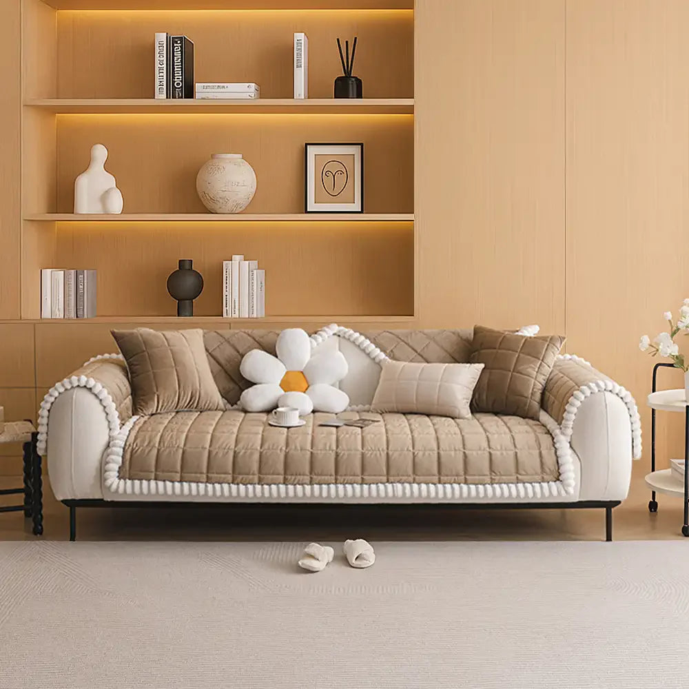 Square Short Plush Simple Sofa Protection Non-Slip Couch Cover