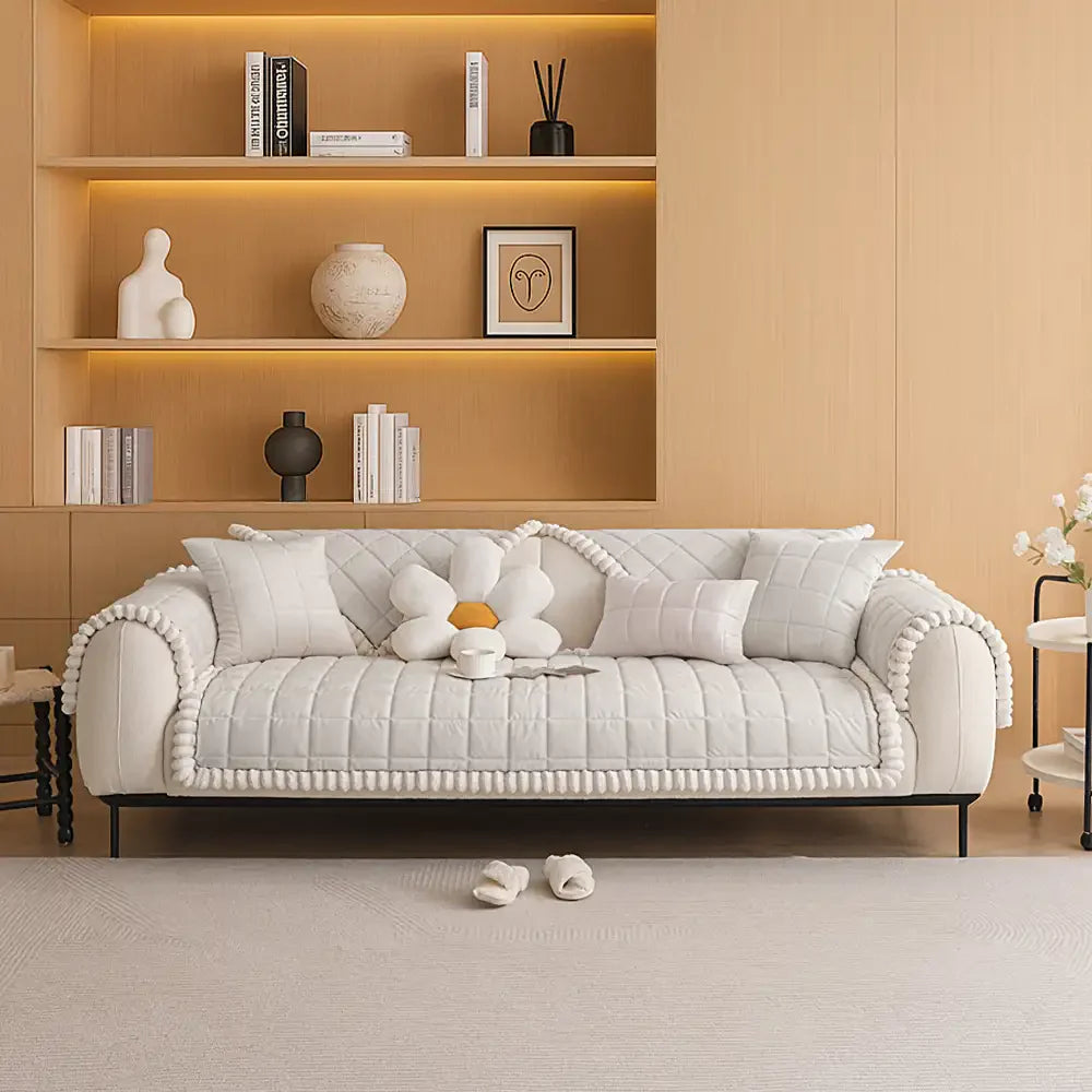 Square Short Plush Simple Sofa Protection Non-Slip Couch Cover