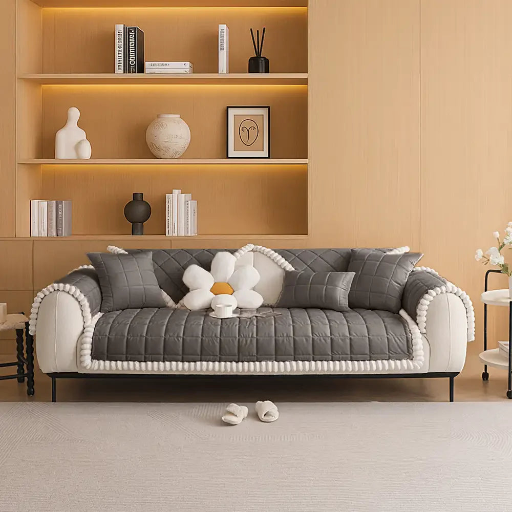 Square Short Plush Simple Sofa Protection Non-Slip Couch Cover